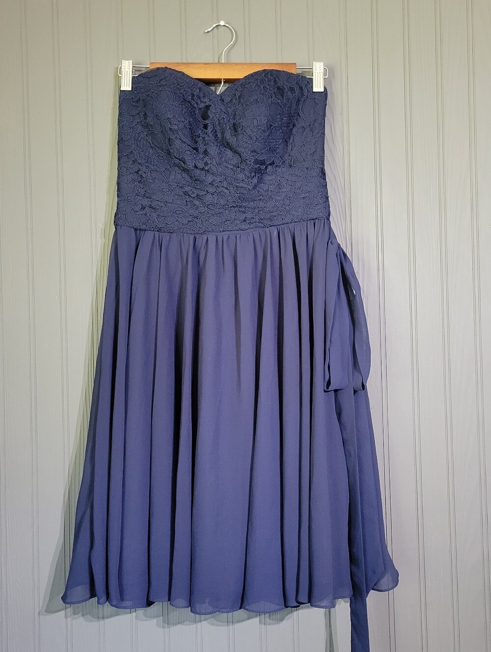 NWT Kennedy Blue Dress Strapless Sweetheart Neckline Lace Navy Blue Women's 6